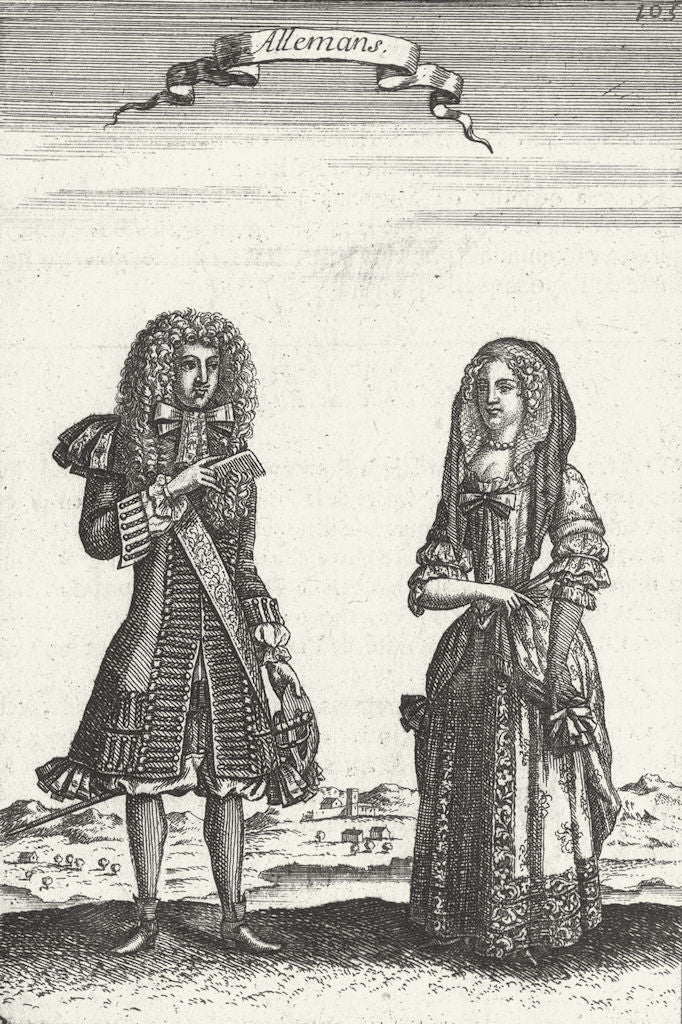 GERMANY. DRESS. Mallet Man Woman traditional dress 1683 old antique print